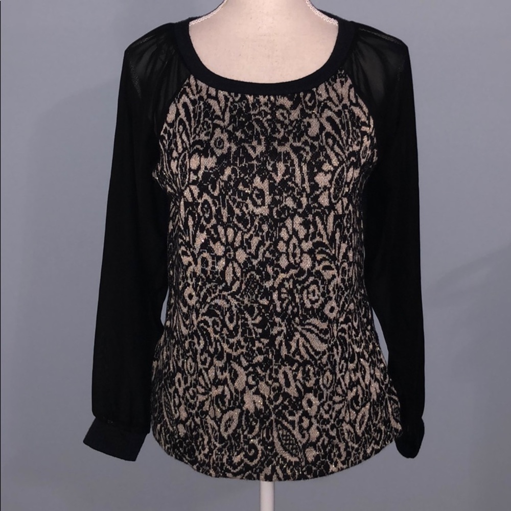 Signature Studio sheer metallic long sleeve shirt